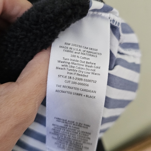 Current Elliott The Recrafted Cardigan Striped Black - Picture 6 of 10